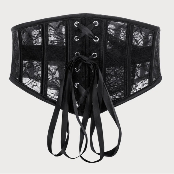 ⭐ Black Lace-up Back Waist Cincher NWT - Picture 2 of 6